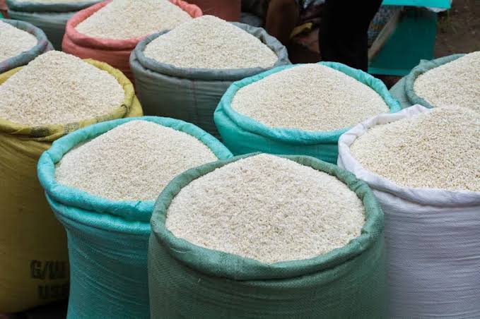 Bulk rice bags at Soweto Market